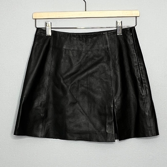 Reformation Veda Margie Leather Mini Skirt Black Womens Size 2
